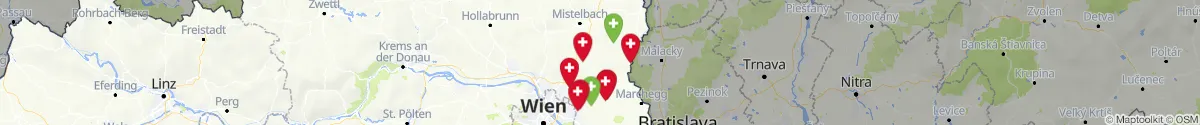 Kartenansicht für Apotheken-Notdienste in der Nähe von Prottes (Gänserndorf, Niederösterreich)